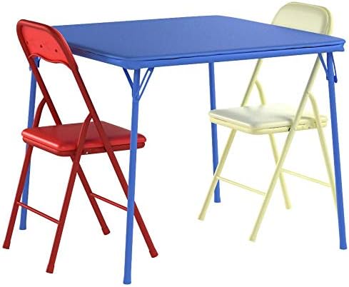 Flash Furniture Mindy Kids 3-Piece Folding Square Table and Chairs Set for Daycare and Classrooms, Children's Activity Table/Chairs Set, Multicolor