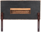 MAKLAINE 78.5" Banana Leaf Panel Headboard in Honey/Dark Brown