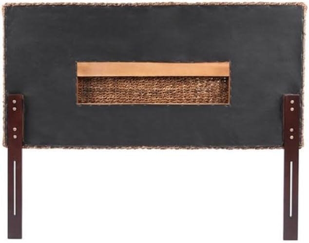 MAKLAINE 78.5" Banana Leaf Panel Headboard in Honey/Dark Brown