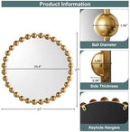 Madison Park Round Mirror, Metal Frame Circle Mirror 27 inch, Wall Art Decor Mounted Hanging for Entryway, Bathroom, hallway, Living Room, Vanity, Marlowe, Gold