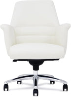 ZURI Geffen Genuine Leather Aluminum Base Low Back Executive Chair - White