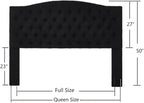 24KF Boucle Upholstered Tufted Button Queen Headboard and Comfortable Fashional Padded Queen/Full Size headboard,6025-Q-Boucle-Black