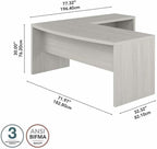 Bush Furniture L Shape Desk with Wire Management | Echo Collection Corner Bow Front Table for Home Office with Quick-to-Assemble Hardware | 72Wx77Lx30H