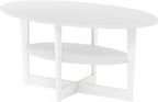 Furinno Jaya Oval Coffee Table, 35.43 (W) x 16.49 (H) x 19.69 (D) inches, White