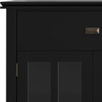 SIMPLIHOME Artisan Buffet - 60 inch Wide Solid Wood 4-Door Sideboard Buffet in Black, Transitional Storage Cabinet for Dining Room or Kitchen with Adjustable Shelves and Square Knobs