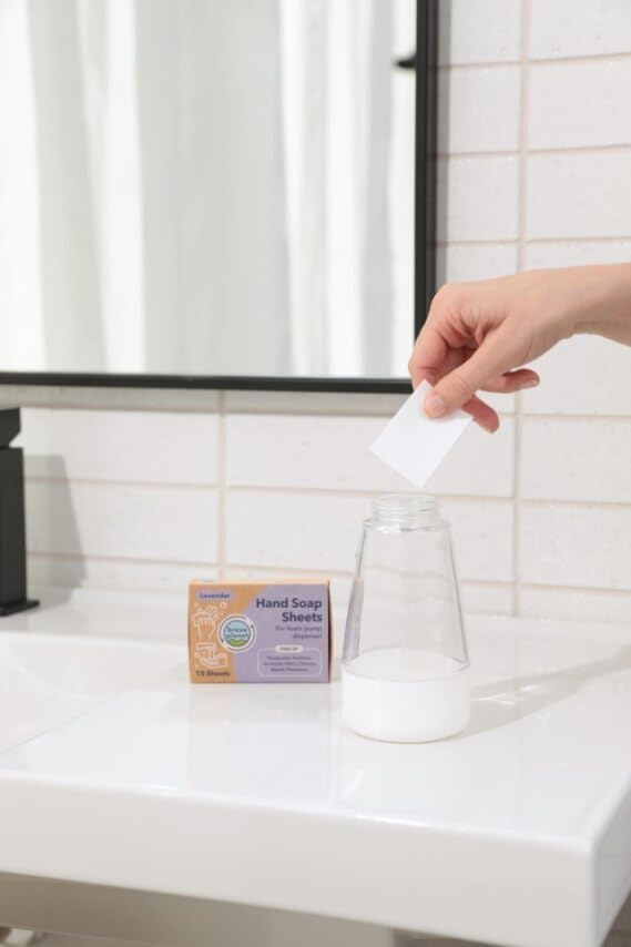Brave Planet Foaming Hand Soap Refills – Eco-Friendly Lavender Scented Sheets that are Biodegradable - Just Add Water to Dissolve & Refill 3-5 Bottles or Use Individually for Travel or Camping 15 Ct