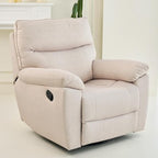 Reclining Sofa Rocking Recliner Chair Manual Adjustable 360 Swivel with Ergonomics Overstuffed Lumbar Arm Support Natural Fabric Surface Made for Living Room, Bedroom, Nursery, Milk White