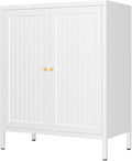 White Cabinet, 2 Door Locker Cabinets with Adjustable Shelves, Side Table Storage with Doors,Bathroom Furniture for Small Spaces,Home,Office,Kitchen,Dining Room