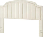 24KF Velvet Fabric Upholstered King/California King Headboard with Nail Trims, Modern Vertical Channel Design with Curved King Headboard, 6052-K-Cream
