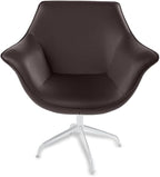 ZURI Modern Mala Swivel Chair Soft Brown Leatherette Upholstery Stainless Steel Base