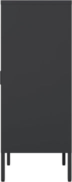 Manhattan Comfort Naomi Modern Metal Accent Cabinet, Minimalist Storage Cabinet with Doors & Adjustable Shelves, Vented Doors, Sturdy Steel Build, Versatile & Multi-Purpose Home Furniture, Black