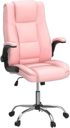 Pink Office Chair, Ergonomic High Back Executive Office Desk Chairs for Women, 90°-120° Rocking Computer Chair with Wheels, Swivel Lumbar Support Home Office Desk Chair