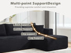 PELUMY 108.7" L-Shaped Modular Sectional Sofa with Oversized Chaise, Cloud Couch with Memory Foam, No Assembly Required Sleeper Sofa for Small Space Living Room, Apartment (Black, Corduroy)