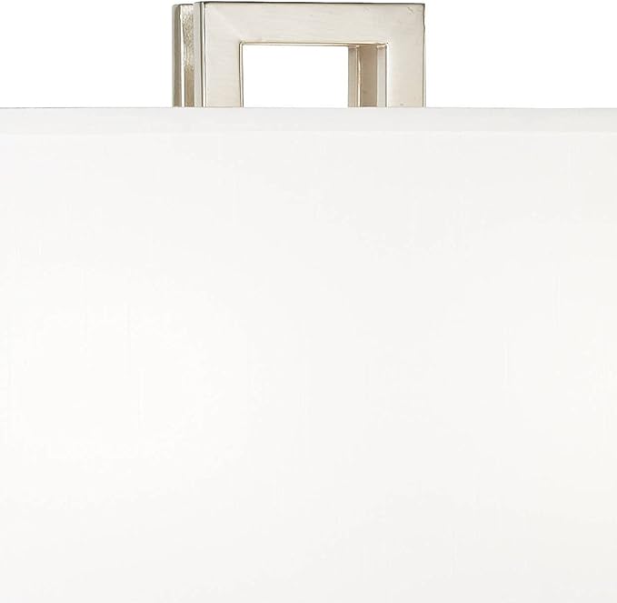 Possini Euro Design Gossard Modern Table Lamp 30" Tall Brushed Nickel Silver Open Metal White Fabric Rectangular Box Shade for Bedroom Living Room House Home Bedside Nightstand Office Family
