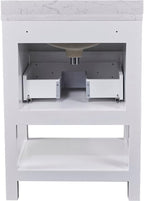 Hanover Tremont 24'' Vanity Cabinet with Sink Combo for Bathroom, Powder Room | Pre-Assembled Cabinet | 1 Drawer, Bottom Shelf | Artificial Stone Countertop | White Cabinet | HANVN0107-24-1WH