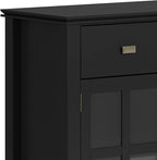 SIMPLIHOME Artisan Buffet - 54 inch Wide Solid Wood 3-Door Sideboard Buffet in Black, Contemporary Storage Cabinet for Dining Room or Kitchen with Adjustable Shelves and Bronze Hardware