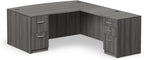 NBF at Work Reversible L-Shaped Executive Office Desk - Durable Gray Laminate Computer Desk with Lockable Two Drawers - Modern Desk with Storage and File Cabinet - Work Desk for Home (71" W, Gray)