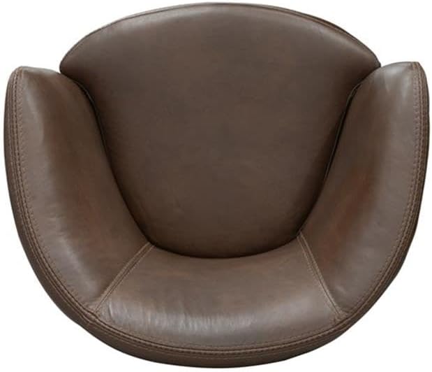 Pemberly Row Vintage Brown All Italian Leather Swivel Club Chair