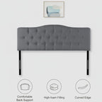 Naomi Home Cassandra Queen Tufted Headboard, Upholstered in Durable Linen Fabric – Premium Foam Cushioning, Adjustable Height, Floating Wall or Bed Frame Mount, Compatible with Adjustable Beds