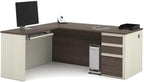 Pemberly Row L Shaped Computer Desk in White Chocolate and Antigua