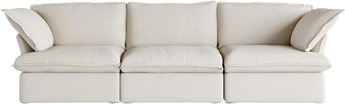 JACH 122.82" Cloud Couch Sectional for Living Room, Modular 3 Seats Sofas, Convertible Sectional Couches, Cushion Covers Removable, Two Corners and One Middle Sofa for Living Room (Beige)