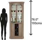 Howard Miller Piedmont VI Corner Bar Cabinet – Wooden Homebar with Rack, Stemware Holder, Adjustable Glass Shelves, Locking Door, Lighted Storage Unit for Living Room or Entertainment Area