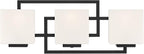 Possini Euro Design Lighting on The Square Modern Wall Mount Light Matte Black Aluminum Hardwired 21" 3-Light Fixture Opal Glass Shade for Bathroom Vanity Mirror House Living Room Home Hallway