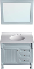 Hanover 36 Set Includes w, Blue Callimont 36'' Vanity Sink Combo for Bathroom, Powder Room | Pre-Assembled 1 Door, 3 Drawers | Accent Mirror| Artificial Stone Countertop Cabinet, 36 inches