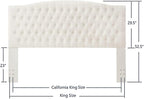 24KF Boucle Upholstered Tufted Button King Headboard and Comfortable Fashional Padded King/California King Size headboard,6025-K-Boucle-Ivory