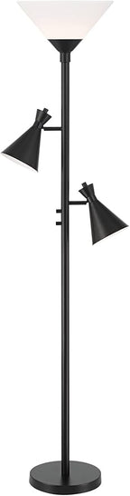 Possini Euro Design Ballard Modern 72" Tall Standing Floor Lamp Skinny Large Tree Torchiere Pole Task with Side Lights Dimmable Black Metal Living Room Bedroom House Reading Office Home Decor