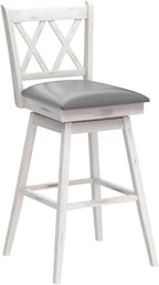 COSTWAY Bar Stool Set of 4, 360 ° Swivel Bar Height 29.5 inch Bar Stool with Foot Rest Upholstered Cushion & Ergonomic Backrest, Sturdy Frame, for Pub, Restaurant, Home (4, Antique White + Grey)