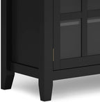 SIMPLIHOME Artisan Buffet - 54 inch Wide Solid Wood 3-Door Sideboard Buffet in Black, Contemporary Storage Cabinet for Dining Room or Kitchen with Adjustable Shelves and Bronze Hardware