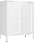 Metal Storage Cabinet, 2 Door Locker Cabinets with Adjustable Shelves, Side Table Storage with Doors,Bathroom Furniture for Small Spaces,Home,Office,Kitchen,Dining Room