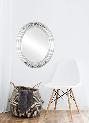 OVALCREST Oval Beveled Wall Mirror for Home Decor - Florence Style - Silver Spray - 44" x 34"