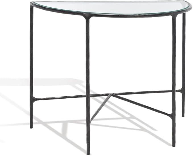 SAFAVIEH Couture Collection Jessa Black Forged Metal Half Moon Semi Circle Console Table (Fully Assembled)