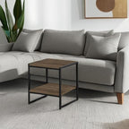 FURINNO Camnus Modern Living 2-Tier End Table, Columbia Walnut, 15.9 in x 15.75 in x 18 in
