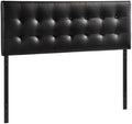 Hawthorne Collections Contemporary Tufted Button Faux Leather Upholstered Queen Headboard in Black