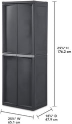 Sterilite 4 Shelf Cabinet, Lockable Utility Storage w/ Adjustable Shelves, Gray - Plastic Shelving Unit for Organizing Garage, Pantry, Basement, Laundry Room or Mudroom