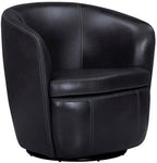 Pemberly Row Vintage Onyx Italian Leather Swivel Club Chair 2 Pack