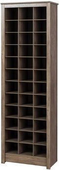 Prepac Gray Tall Storage Cabinet, Shoe Cabinet, Entryway Furniture with 36 Shoe Cubbies 13"D x 23.5" W x 72.5" H