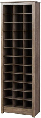 Prepac Gray Tall Storage Cabinet, Shoe Cabinet, Entryway Furniture with 36 Shoe Cubbies 13"D x 23.5" W x 72.5" H