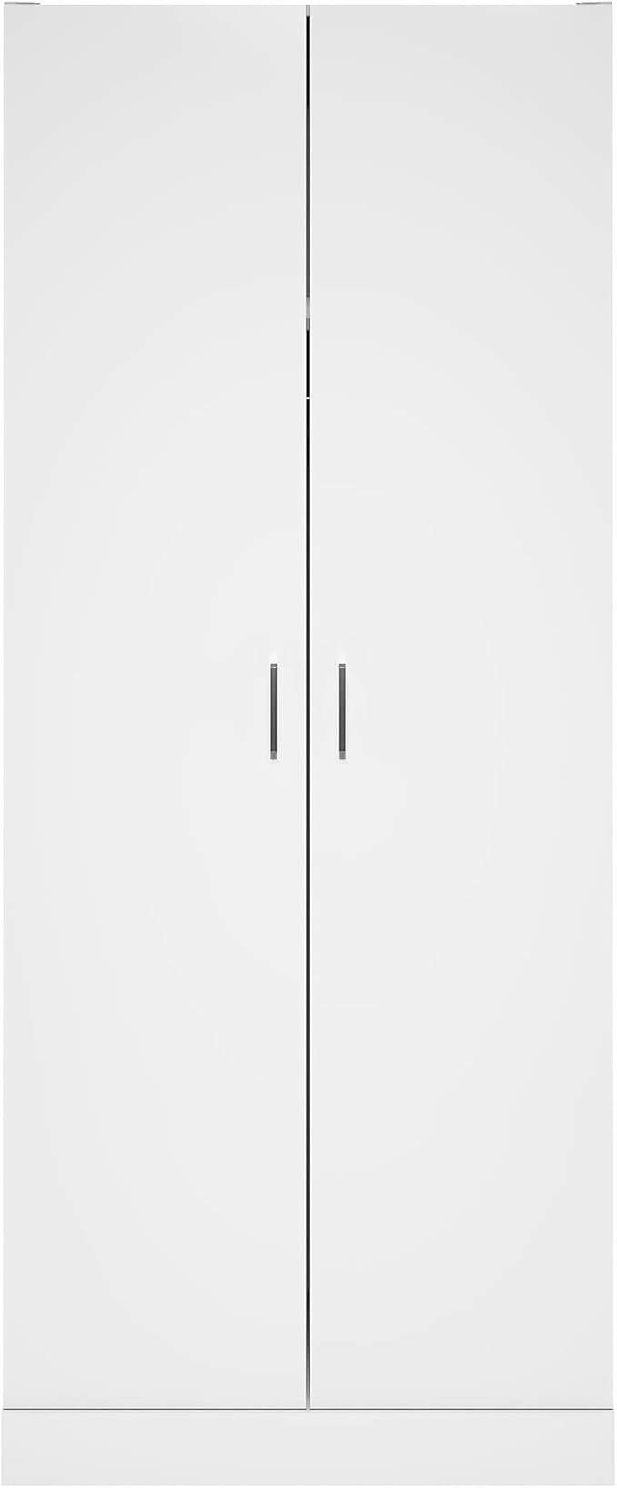 Furinno Robin Wardrobe Cabinet with Hanging Rod, Closet Organizers and Storage, for Wardrobe, Bedroom, Living Room, Entryway, White