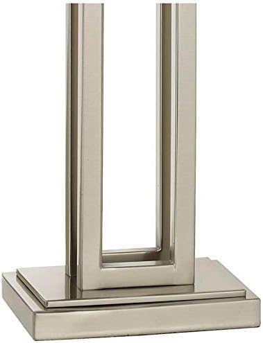 Possini Euro Design Gossard Modern Table Lamp 30" Tall Brushed Nickel Silver Open Metal White Fabric Rectangular Box Shade for Bedroom Living Room House Home Bedside Nightstand Office Family