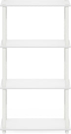 Furinno TURN-N-TUBE Storage Shelves, 4-Tier Toolless Book Shelf, Corner Shelf, Toolless Open Shelves, for Organization and Storage, Living Room, Garage, Home Office, White