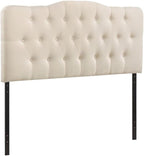 Hawthorne Collections Modern Fabric King Tufted Panel Headboard in Ivory