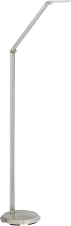 Possini Euro Design Kobie Modern Industrial 50" Tall Standing Floor Lamp Task LED Dimmable Silver Metal Satin Nickel Finish for Living Room Bedroom House Reading Office Home Decor Entryway