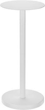 mDesign Glass Top Side/End Drink Table - Tall Modern Round Accent Metal Nightstand Furniture for Living Room, Dorm, Home Office, and Bedroom - 9" Round - Matte White