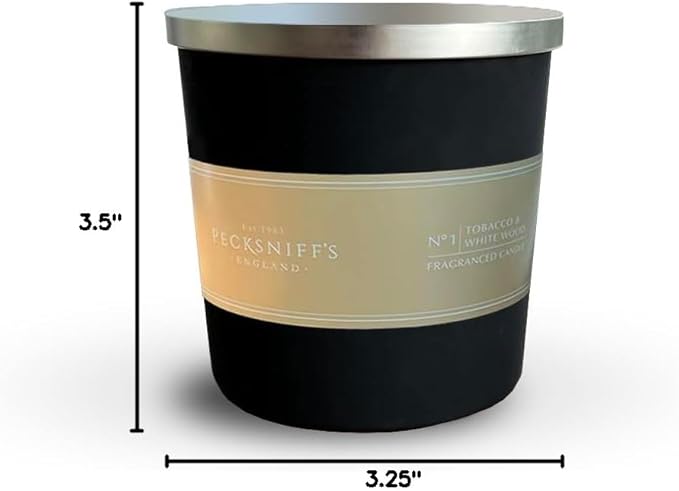 Pecksniffs Black Tobacco & White Wood Scented Candle | 3 Wicks, 283g/9.9oz