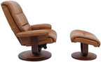 Pemberly Row Leather Swivel Recliner with Ottoman in Brown, Manual Recliner Chair for Living Room Comfort