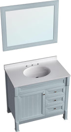 Hanover 36 Set Includes w, Blue Callimont 36'' Vanity Sink Combo for Bathroom, Powder Room | Pre-Assembled 1 Door, 3 Drawers | Accent Mirror| Artificial Stone Countertop Cabinet, 36 inches